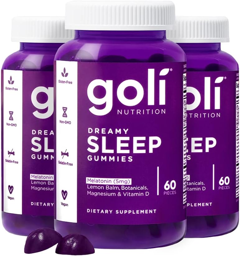 Dreamy Sleep Gummy - 60 Count - Melatonin, Vitamin D, Magnesium, and Lemon Balm Extract - Gelatin-Free, Gluten-Free, Vegan & Non-Gmo