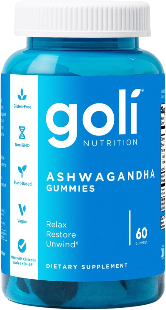 Ashwagandha & Vitamin D Gummy - 60 Count - Mixed Berry, KSM-66, Vegan, Plant Based, Non-Gmo, Gluten-Free & Gelatin Free Relax. Restore. Unwind, Pack of 1
