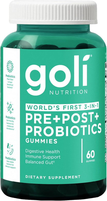 Pre Pro Postbiotic Gummies - Worlds First 3-In-1 Formula with DE111 Probiotics, XOS Prebiotics, MCC1849 Postbiotics - Vegan, Non-Gmo, Gluten-Free
