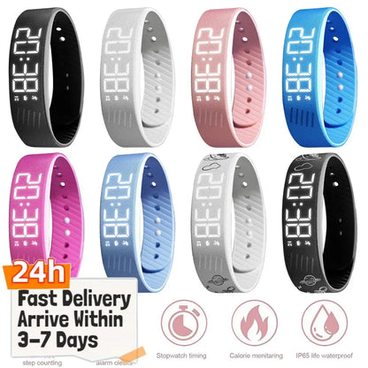 Vibrating Alarm Wristband Waterproof Alarm Clock Watches with Step Counter Silent Wrist Shock Bands Smart Bracelet