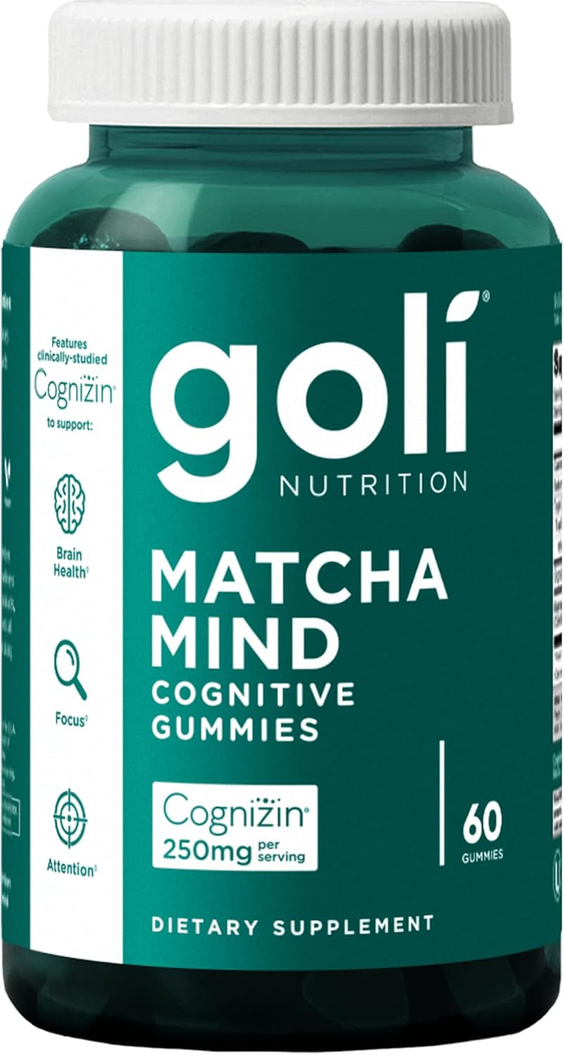 Matcha Mind Gummies - 60 Count - Green Tea Leaves Powder with Cognizin for Focus, Attention and Brain Health, Vegan, Non-Gmo, Gluten-Free & Gelatin Free.