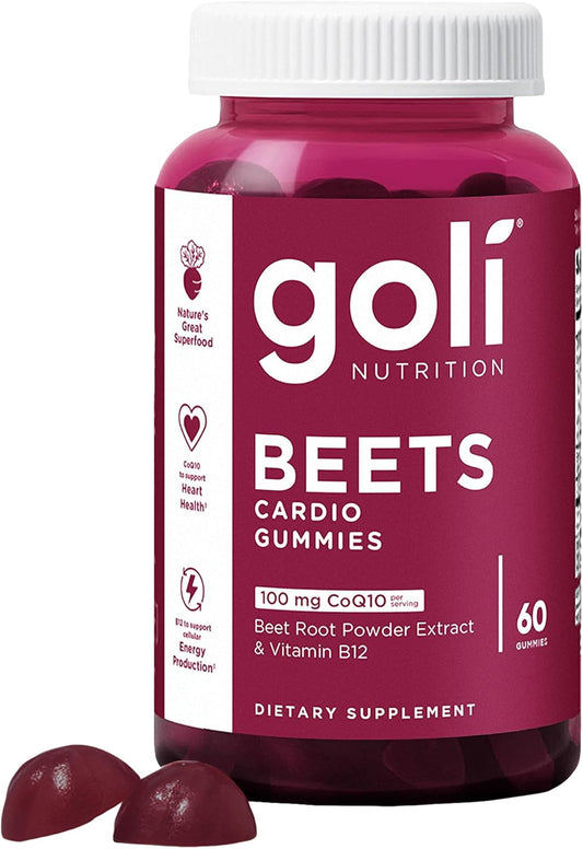 Beets Cardio Gummies with Coq10 and Vitamin B12 - Beetroot Extract - Cardiovascular Wellness - Vegan, Non-Gmo, Gluten-Free