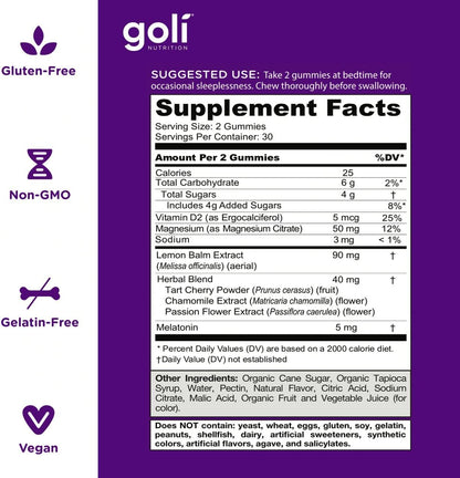 Dreamy Sleep Gummy - 60 Count - Melatonin, Vitamin D, Magnesium, and Lemon Balm Extract - Gelatin-Free, Gluten-Free, Vegan & Non-Gmo