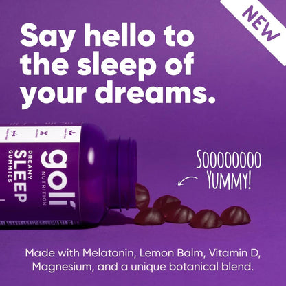 Dreamy Sleep Gummy - 60 Count - Melatonin, Vitamin D, Magnesium, and Lemon Balm Extract - Gelatin-Free, Gluten-Free, Vegan & Non-Gmo